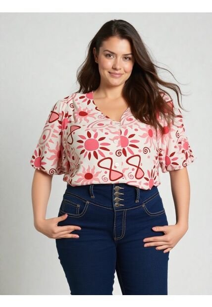 Blusa Para Mujer. Manga 3/4 Rosado Marca L&H