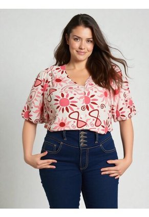 Blusa Para Mujer. Manga 3/4 Rosado Marca L&H