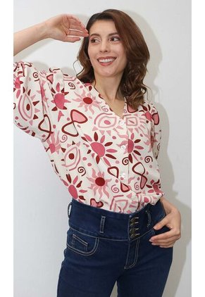 Blusa Para Mujer. Manga 3/4 Rosado Marca L&H