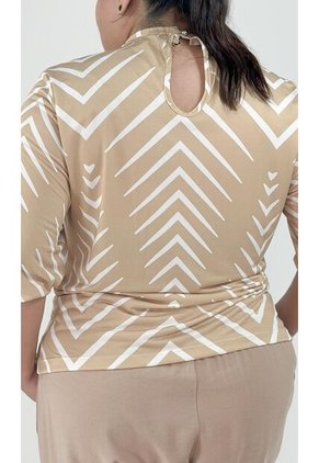 Camiseta Para Mujer. Manga 3/4 Beige Marca L&H