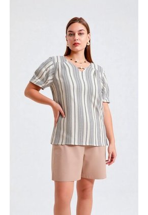 Blusa Para Mujer. Manga Corta Azul Marca L&H