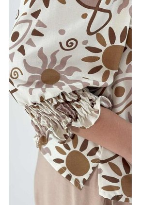 Blusa Para Mujer. Manga 3/4 Cafe Marca L&H