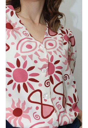 Blusa Para Mujer. Manga 3/4 Rosado Marca L&H