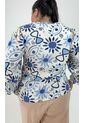 Blusa Para Mujer. Manga 3/4 Azul Marca L&H de L&H