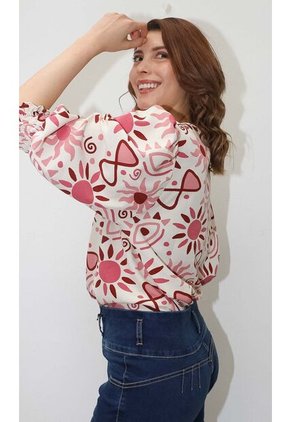 Blusa Para Mujer. Manga 3/4 Rosado Marca L&H