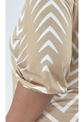 Camiseta Para Mujer. Manga 3/4 Beige Marca L&H