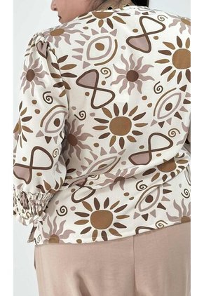 Blusa Para Mujer. Manga 3/4 Cafe Marca L&H