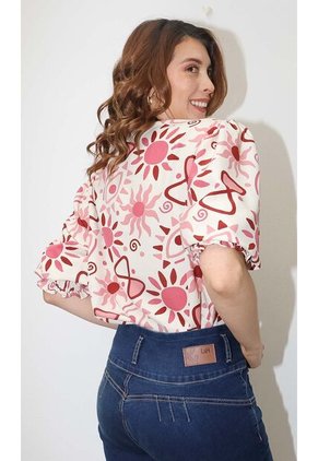 Blusa Para Mujer. Manga 3/4 Rosado Marca L&H