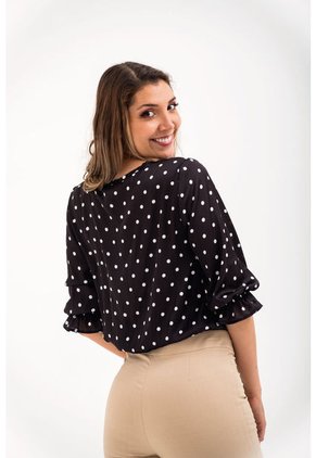 Blusa Para Mujer Manga 3/4 Negro Marca L&H