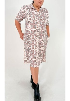 Vestido Para Mujer. Manga Corta Taupe Marca L&H