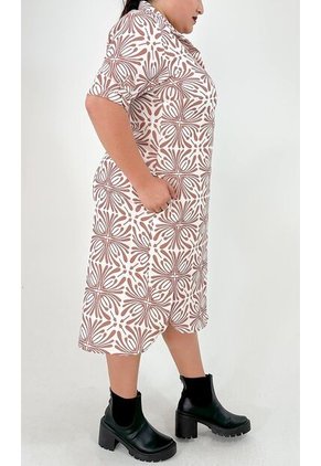 Vestido Para Mujer. Manga Corta Taupe Marca L&H