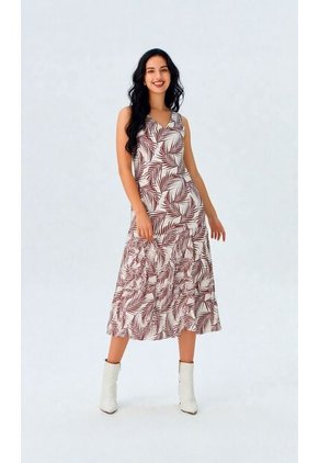 Vestido Para Mujer Manga Sisa Cafe Marca L&H Ref. 2J417066