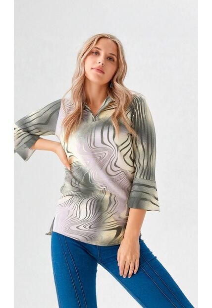 Bluson Para Mujer Manga 3/4 Verde Marca L&H