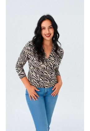 Camiseta Para Mujer Manga 3/4 Negro Marca L&H Ref. 3Za409003