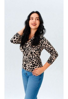 Camiseta Para Mujer Manga 3/4 Negro Marca L&H Ref. 3Za409003