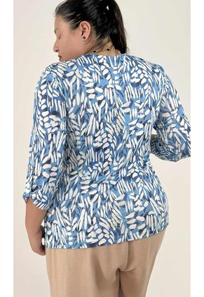 Camiseta Para Mujer. Manga 3/4 Azul Marca L&H