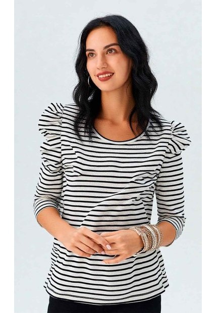 Camiseta Para Mujer Manga 3/4 Blanco Marca L&H Ref. 1F409562