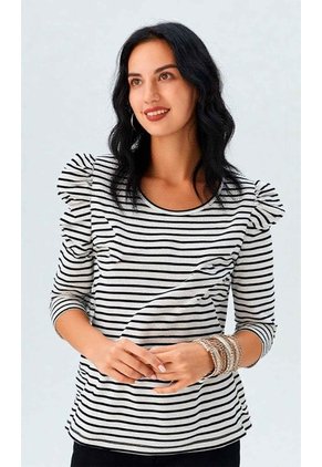 Camiseta Para Mujer Manga 3/4 Blanco Marca L&H Ref. 1F409562