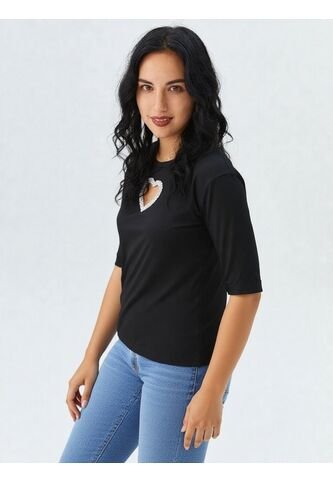 Camiseta Para Mujer Manga 3/4 Negro Marca L&H Ref. 4R409218 L&H