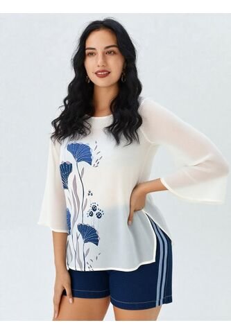 Blusa Para Mujer Manga 3/4 Azul Marca L&H L&H