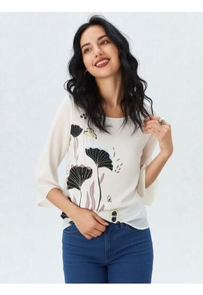 Blusa Para Mujer Manga 3/4 Negro Marca L&H