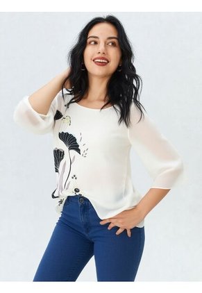 Blusa Para Mujer Manga 3/4 Negro Marca L&H