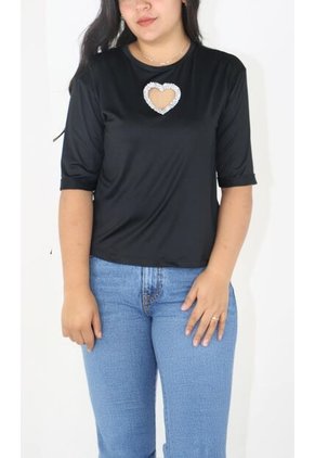 Camiseta Para Mujer Manga 3/4 Negro Marca L&H Ref. 4R409218