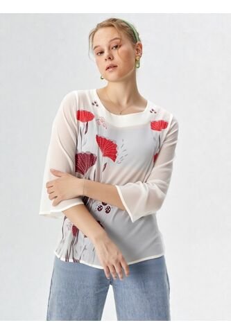 Blusa Para Mujer Manga 3/4 Rojo Marca L&H L&H