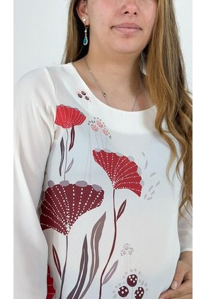 Blusa Para Mujer Manga 3/4 Rojo Marca L&H