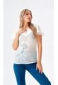 Blusa Para Mujer Manga Corta Azul Turquesa Marca L&H de L&H