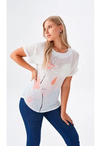 Blusa Para Mujer Manga Corta Coral Marca L&H Ref. 4R412126 L&H