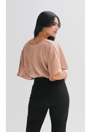 Blusa Para Mujer Manga Corta Beige Marca L&H Ref. 4R412128