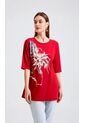 Camiseta Para Mujer Manga 3/4 Rojo Marca L&H de L&H