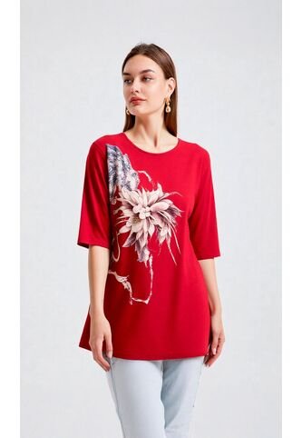 Camiseta Para Mujer Manga 3/4 Rojo Marca L&H L&H