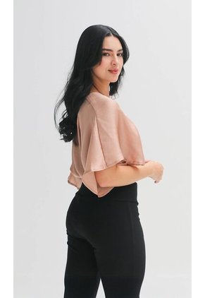 Blusa Para Mujer Manga Corta Beige Marca L&H Ref. 4R412128