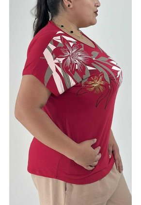 Camiseta Para Mujer. Manga Corta Rojo Marca L&H