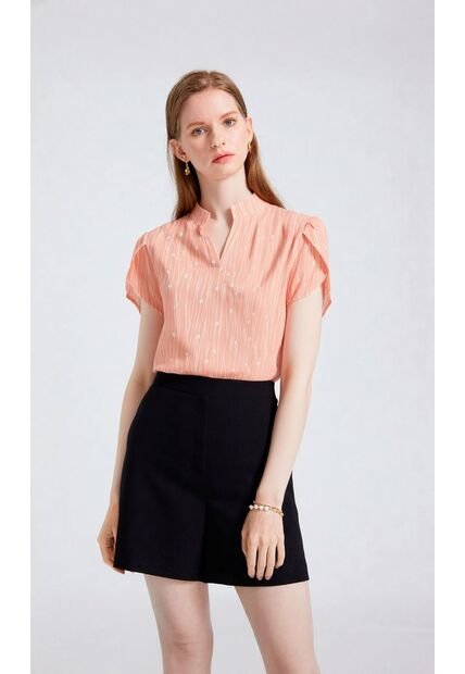 Blusa Para Mujer Manga Corta Beige Marca L&H