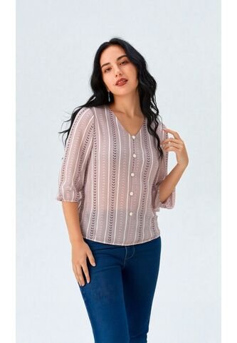 Blusa Para Mujer Manga 3/4 Lila Marca L&H L&H