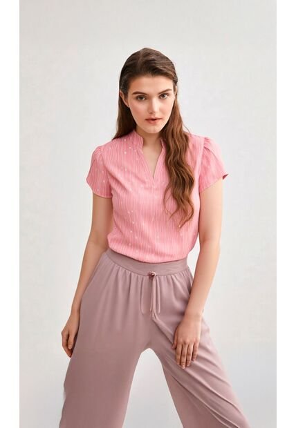 Blusa Para Mujer Manga Corta Rosado Marca L&H