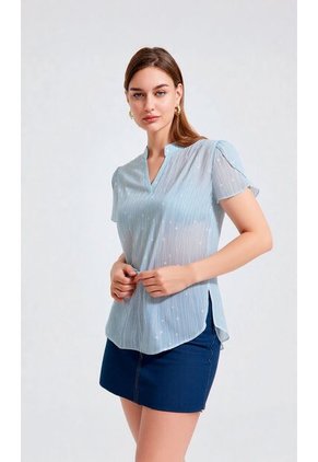 Blusa Para Mujer Manga Corta Azul Marca L&H