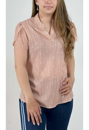 Blusa Para Mujer Manga Corta Beige Marca L&H