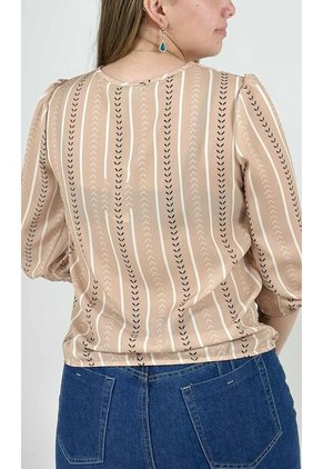 Blusa Para Mujer Manga 3/4 Beige Marca L&H