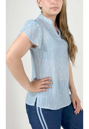 Blusa Para Mujer Manga Corta Azul Marca L&H
