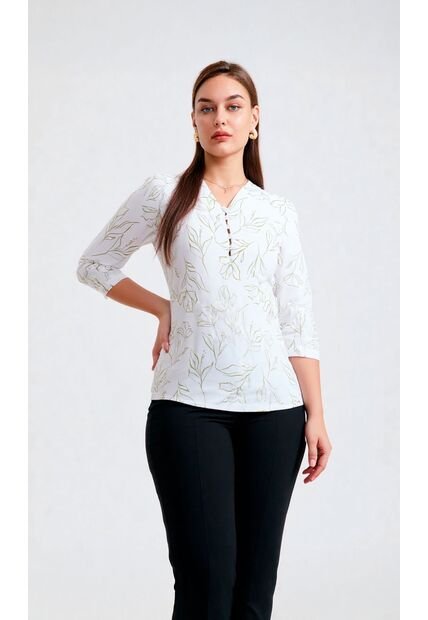 Blusa Para Mujer Manga 3/4 Verde Marca L&H Ref. 5P412249