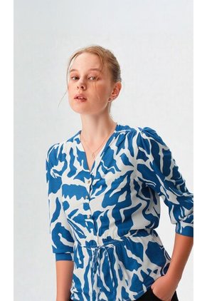 Blusa Para Mujer Manga Larga Azul Marca L&H Ref. 5P412243