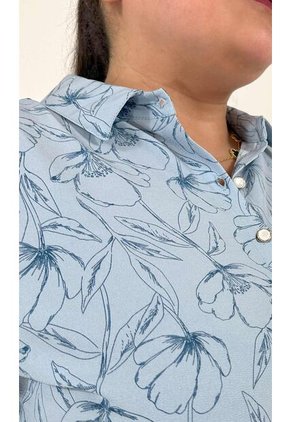 Blusa Para Mujer. Manga 3/4 Azul Marca L&H