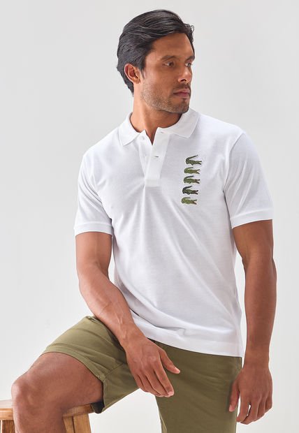 Polo Blanco-Verde Lacoste