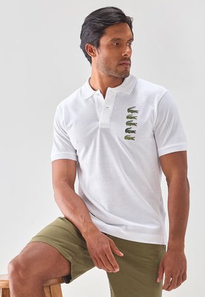 Polo Blanco-Verde Lacoste