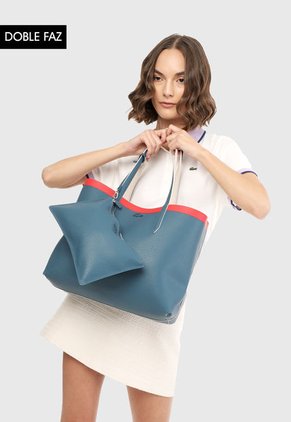 Bolso Doble Faz Beige-Rojo-Azul Lacoste Tote Bag