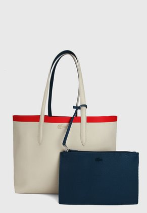 Bolso Doble Faz Beige-Rojo-Azul Lacoste Tote Bag